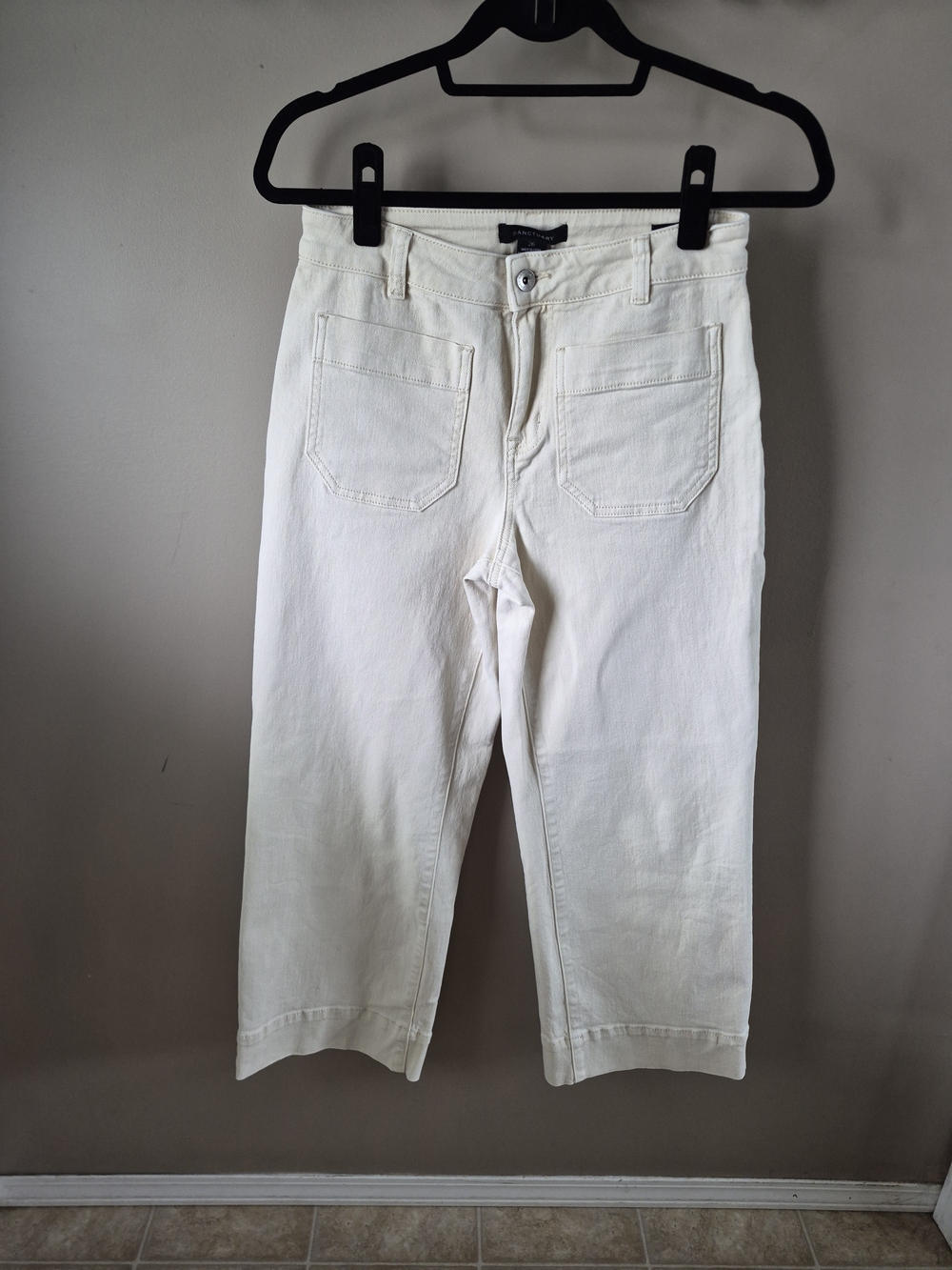 Sanctuary Men's Off-White Relaxed Crop Jeans